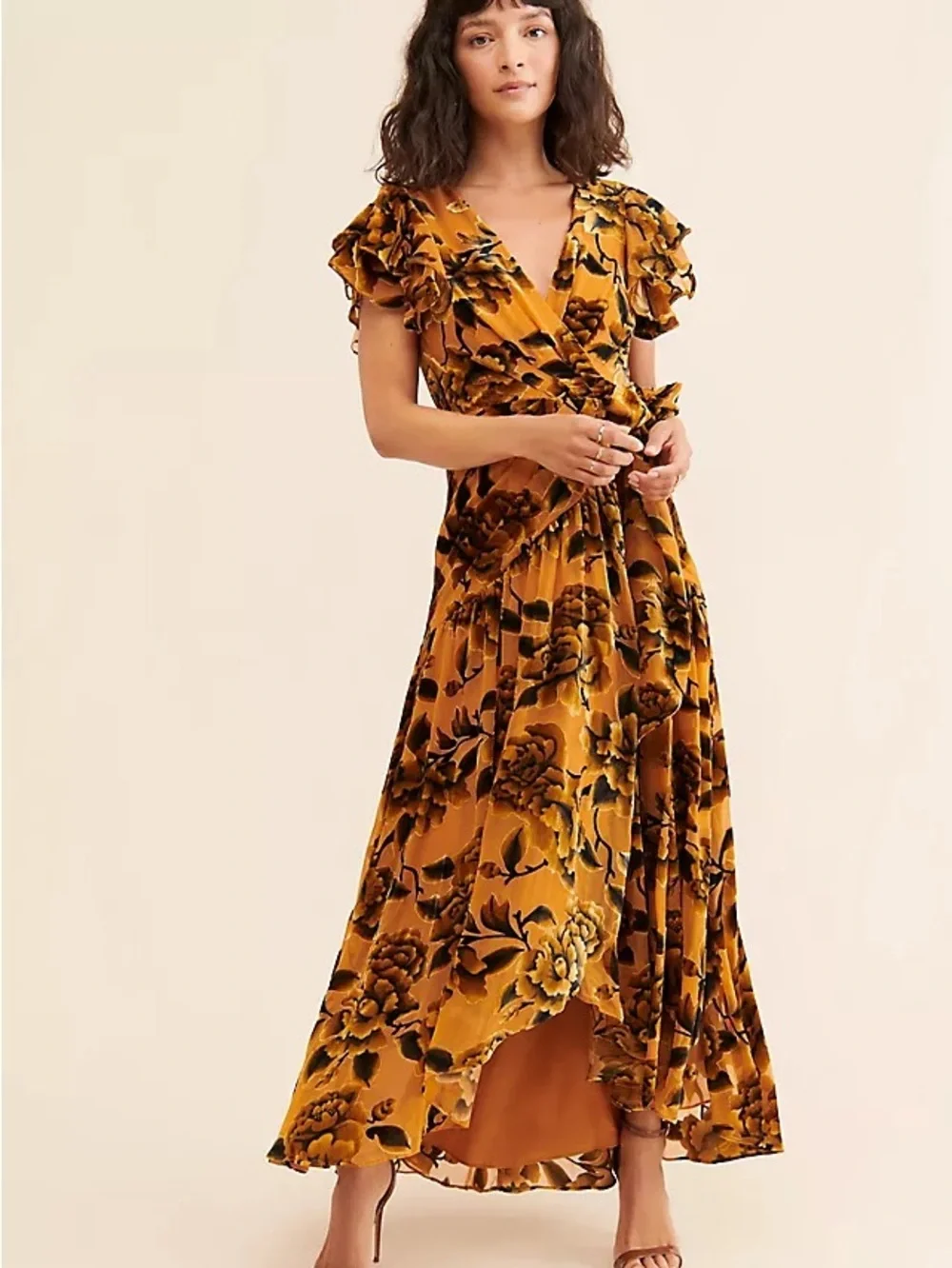 Anthropologie Hutch Velvet Boho Maxi Dress Burnout Floral - Picture 3 of 5